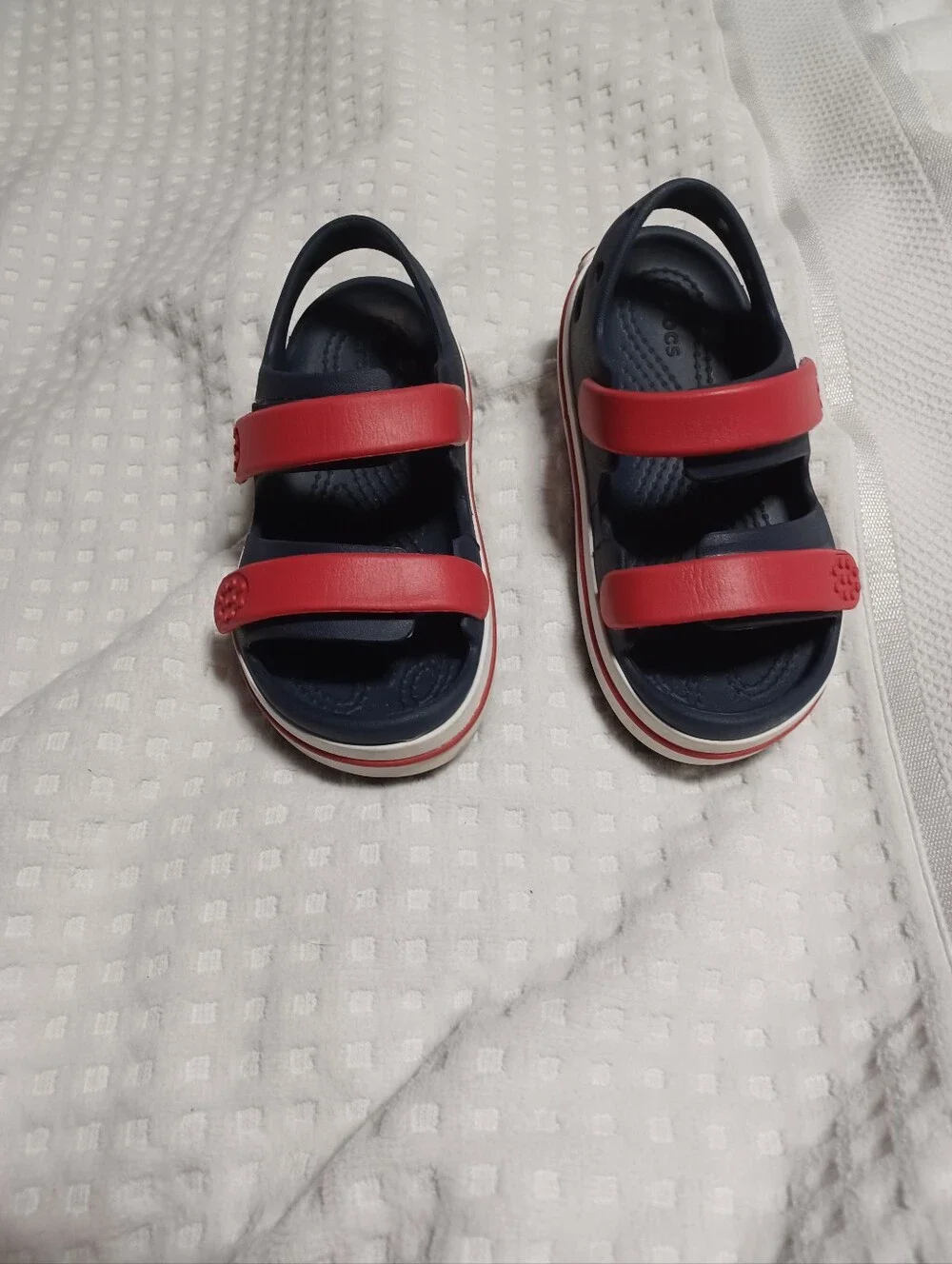 CROCS Kids Navy and Red Strap Sandals